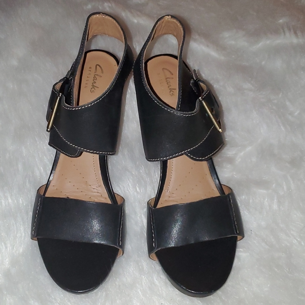Clarks S. 9 Femmes Heels  Black With Brown Heels - Picture 3 of 9